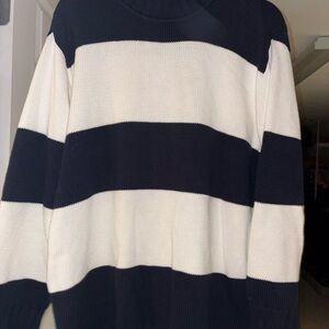 Liz Claiborne Women's Striped Turtleneck Sweater - Black and Cream